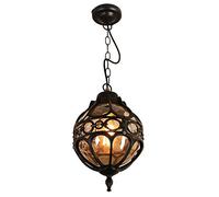 Mengjay E27 Lampes Suspendues Lampe Pendentif Extérieure Noir Rétro IP44 Vintage Industriel Fer Plafonnier Éclairage Imperméable À La Pluie Pavillon Villa Loft Lustre Lumière Extérieure (K)