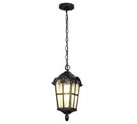 Mengjay E27 Lampes Suspendues Lampe Pendentif Extérieure Noir Rétro IP44 Vintage Industriel Fer Plafonnier Éclairage Imperméable À La Pluie Pavillon Villa Loft Lustre Lumière Extérieure (H)