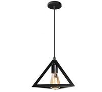 Mengjay E27 Metal Moderne Suspensions Luminaire Metal Plafonnier Lustre Luminaire éclairage Forme de Géométrie Edison Culot E27 Noire Suspensions Luminaire (A)