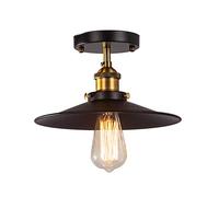 Mengjay E27 Plafonnier Vintage Métal Plafonnier Parapluie Fer Parapluie Abat-Jour Plafonnier Rétro Suspension Lampe Simple Tête Grange Lumière pour Loft, Salle À Manger, Salon, Restaurant (36cm)