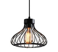 Mengjay E27 Retro Industrielle Plafonnier en Métal Noir Cage, Suspension Lustres,suspensio Lampes, Luminaires intérieur industriel pour entrée,allée, porche,couloir,chambre,Café Bar