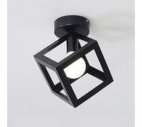 Mengjay E27 Retro Métal Plafonnier Suspensions Luminaire Lustre Industriel Vintage Style Noir Créatif Metal Plafonniers Luminaire Cube Eclairage Lampe Plafonnier Luminaire