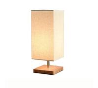 Mengjay Lampe de Chevet E27 Finitions Supers Socle en Bois Carré Abat-jour en Tissu Lampe de Chevet Rectangulaire Ambiance Jolie lumiere Tamisée pour Chambre Salon Chambre Bébé Salon.