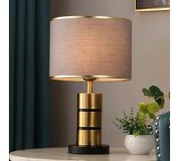 Mengjay Lampe de table moderne, base en métal doré avec abat-jour en tissu, hauteur 42,5 cm, abat-jour 25 cm, design élégant pour chambres et salons (Style.B)