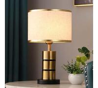 Mengjay Lampe de table moderne, base en métal doré avec abat-jour en tissu, hauteur 42,5 cm, abat-jour 25 cm, design élégant pour chambres et salons (Style.A)