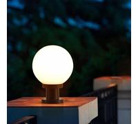 Mengjay Lanterne de Pilier Extérieur Étanche E27, Lampadaire de Jardin Moderne Rond pour Patio, Portail, Chemin, Éclairage Paysage (15cm)
