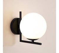 Mengjay LED Applique Murale, moderne Applique Boule Murale Verre Abat-jour Boule Blanche Lampe de Mur Metal Spots Muraux Intérieur pour Chambre Couloir Cuisine Escalier.