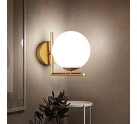 Mengjay LED Applique Murale, moderne Applique Boule Murale Verre Abat-jour Boule Blanche Lampe de Mur Metal Spots Muraux Intérieur pour Chambre Couloir Cuisine Escalier.