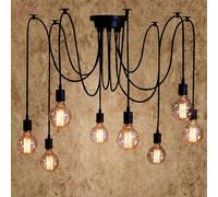 Mengjay Moderne et Rétro Lustre Suspension, Suspension Luminaire DIY Créatif Lustre Araignee Ajustable Vintage Lampe de Plafond avec E27 Douille (8 Bras)