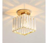 Mengjay Moderne LED Plafonnier en Cristal, Design Semi-Affleurant, pour Salon, Salle à Manger, Chambre à Coucher, Îlot de Cuisine, D'or