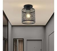 Mengjay Moderne Plafonnier Industrielle Retro en Métal Cage Fer Noir,Plafonnier Vintage lustre Suspension Luminaire E27,pour Intérieur, Restaurant, Café, Bar, Chambre D'enfant (Black)