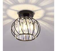 Mengjay Plafonnier moderne en cristal, E27 Lampe de Plafond à LED, mini lampadaire en cristal pour cuisine salle de camping entrée couloir chambre à coucher (A-Black)
