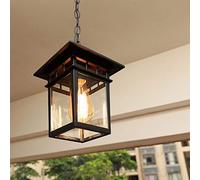 Mengjay Rétro Plafonnier d'extérieur industriel verre,Extérieur Plafond Étanche Lumières,Luminaires extérieur E27 Suspension Extérieure pour Jardin Patio Pavillon