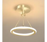 Mengjay Suspension LED Moderne,Dimmable Acrylique Cercle Réglable Lampes Suspendues,Lustre Suspendu Réglable Plafonnier Contemporain pour Salle à Manger Salon (D'or)
