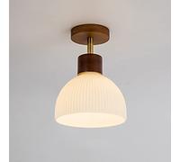 Mengjay Suspensions Luminaires Moderne Simplicité ，Bois design Lampe Plafonnier，Éclairage de Plafond Abat-jour en Verre E27 ，Lumière pour le salon et la chambre à coucher (B)