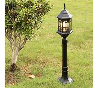Mengjay Trade Lampadaire Extérieur Design Classique Lampadaire de jardin en Aluminium moulé à LED Lanterne en antique dans un style rustique étanche IP23 1xE27 lampe sur pied idéale pour Terrasse (A)