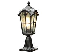 Mengjay Trade Moderne Colonne Lampes Aluminium Lampe Pilier Portail Etanche Jardin Lampadaire Lampe de Chemin Sentier Patio E27 Lampe D'extérieur Rustique Sur PiedCour Lampes de Poteau, Noir
