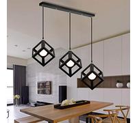 Mengjay Trade Rétro Metal Suspension Noir Cage E27 3 Luminaire Suspension Industrielle Lampe Vintage Pendante Lumière Vintage en Métal Eclairage de Plafond Lustre Rétro Plafonnier,Noir