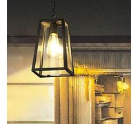 Mengjay Trade Suspension Extérieure Design Classique Ancien Lampes Suspendues Abat-jour en Verre Transparent E27 Lampe Pendentif Rétro Plafonnier Éclairage Imperméable IP23 pour Jardin Patio Pavillon