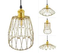 Mengjay Vintage Plafonnier Suspension Luminaire Déformable Cordon Géométrique Réglable Pliant Cage,Plafonnier en Métal Cage, Suspension Lustres,suspensio Lampes, Luminaires intérieur (Or)