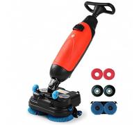 menglanchang Autolaveuse Compacte sans Fil, Laveuse De Sol Professionnelle 43 Cm avec Double Brosse Rotative 2 x 250W Et Raclette D’Aspiration pour Bureaux, Magasins Et Restaurants Red