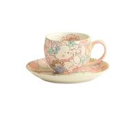 MENGLI-2024 Tasses à café Ensemble de tasses à café et soucoupes en céramique, thé l'après-midi, la mode, légères, luxueuses, belles pratiques, peintes main, sous glaçure(Pink)