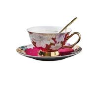 MENGLI-2024 Tasses à café Ensemble de tasses à café luxe légères, en porcelaine d'os exquise haute qualité, service thé britannique l'après-midi, cadeau mariage(Pink)