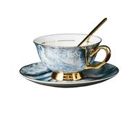 MENGLI-2024 Tasses à café Tasse à café en porcelaine de haute qualité, ensemble tasses et soucoupes luxe exquis, service thé l'après-midi avec cuillère