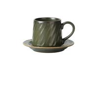MENGLI-2024 Tasses à café Tasse à eau en céramique rayures vert foncé de grande capacité, ensemble tasses café et soucoupes for le bureau la maison