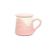 MENGLI-2024 Tasses à café Tasse rose ambré, lot de 1 tasse à café en céramique sous glaçure avec couvercle, capacité 325 ml, souvenir for fille