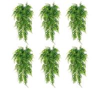 MengQiLe 6 pièces Plantes artificielles suspendues Plantes artificielles fougères artificielles extérieur Faux Suspendu Plantes 90 cm Long intérieur Panier Suspendu sans Entretien (fougère)