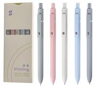 MengRan Piloting - Lot de 5 stylos à encre gel, pointe fine de 0,5 mm, encre à séchage rapide, jolies stylos fantaisie, cadeau pour femmes (encre noire Morandi)
