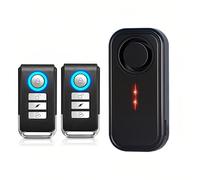 Mengshen Alarme antivol vibrante pour voiture, vélo, scooter, étanche, télécommande puissante, 113 dB, sirène avec lumière LED, 7 niveaux de sensibilité pour l'extérieur, 2 télécommandes incluses