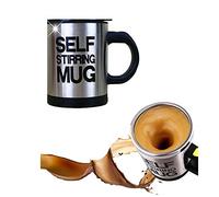 Mengshen® Tasse auto-agitant / Self Stirring Mug / Coffee Cup Automatique en acier inoxydable à mélanger et à toupie, pour travel, pour les hommes et les femmes de bureau, MS-A004A Black
