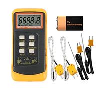 Mengshen Thermomètre Numérique De Type K 2 Canaux Avec Capteur De Sonde | 4 Thermocouples -50~1370 ° C (-58~2498 ° F) ° C ° F Mesure De Température Portative Commutable à L'échelle Kelvin