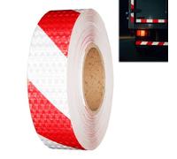 Menibeuty 1 pièce Bande Réfléchissante Autocollante Rouge et Blanc 5cmx10m, Haute intensité Autocollant Reflechissant, Autocollant D'avertissement Réfléchissant pour Sécurité et Avertissement