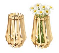 Menibeuty 2PCS Vase en Bois À Monter Soi-même, Élégant Vase en Bois pour Fleurs Lego, Ensemble De Vases pour Bouquets De Briques, Support en Bois pour Roses De Cerisier (18 X 12 Cm)