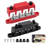 Menibeuty Busbar 12V 250A avec Couvercle, Bloc de Distribution d'Alimentation 12-48V, Bornier 4 x M8 et 3 x M4, Kit Bornier Voiture et Barres de Distribution pour Bateau Camping-Car Solaire