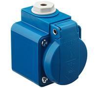 Mennekes 10082 Schuko prise murale, 3 Plug-in terminal, protection IP 44, 2P + E Pole, courant de 16 A, 230 V, Bleu