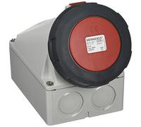 Mennekes Prise murale CEE 136A – 63 A, 5 pôles, 400 V, IP67, rouge
