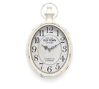 Menterry Horloge Murale Ovale rétro européenne, Design Ancien, Style Vintage, Horloge Murale silencieuse à Piles pour Cuisine, Chambre, Ferme, Bureau (Oval White)