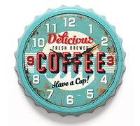 Menterry Horloge Murale rétro en Fer avec Bouchon de Bouteille, 33 cm, Style Artisanal Vintage, silencieuse, sans tic-tac, Fonctionne à Piles, Horloge Murale créative pour cafés, Ferme, Bureau,