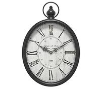Menterry Horloge Murale rétro Ovale, Design Antique démodé, Style Vintage Rustique, Horloge Murale silencieuse fonctionnant à Piles pour Maison de Ferme, Cuisine, Bureau (Noir)