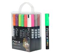 MENUY Lot de 24 marqueurs à craie pour tableau noir, lavables, multi-surface, 3 mm