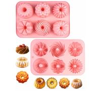 MenYiYDS 2 Pièce Mini Moule Silicone Antiadhésive Moule Silicone, Spirale Kouglof, Moules Cannelé, Charlotte pour Muffins Jello Gélatine Gâteau(Rose A)