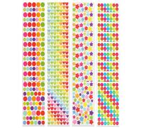 MenYiYDS 36 pièces Feuilles Gommettes Autocollantes Enfants,Kids Stickers Forme de Coeurs Étoiles Pois Autocollants Colorés pour DIY Accessoires Activites Manuelles pour Enfants