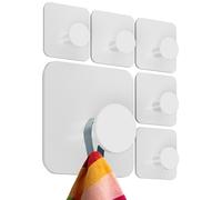Menz 4smile Lot de 6 porte-serviettes sans perçage - Blanc - Crochets adhésifs de salle de bain en acier inoxydable pour salle de bain, cuisine, penderie, serviettes et peignoirs - Imperméables