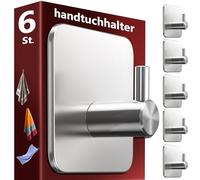 Menz Lot de 6 porte-serviettes sans perçage - En acier inoxydable extra solide - Idéal comme crochet pour serviette de salle de bain et cuisine - Crochets autocollants de qualité supérieure avec
