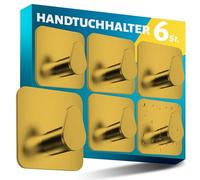 Menz Lot de 6 porte-serviettes sans perçage en acier inoxydable - Porte-serviettes de salle de bain résistant à l'eau en or, crochets adhésifs ovales pour salle de bain, crochets autocollants comme
