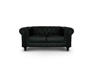 Menzzo A6052 Contemporain Canapé 2 Places Bois Noir 80 x 157 x 72 cm